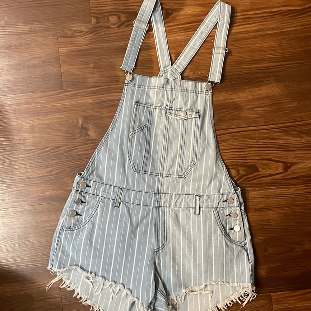 GB Denim Striped Short Overalls
